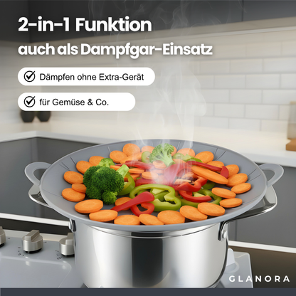 Silikon-Deckel mit Anti-Überkoch-Funktion – Sauber kochen, stressfrei genießen