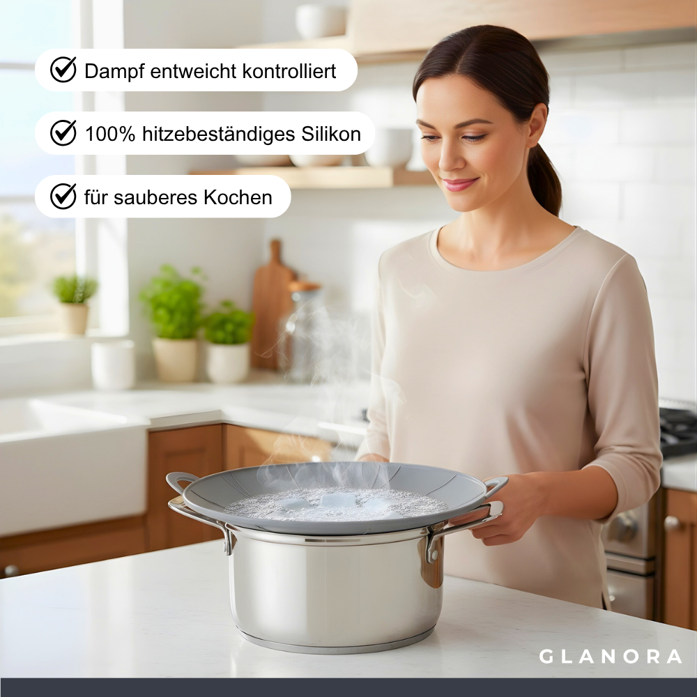 Silikon-Deckel mit Anti-Überkoch-Funktion – Sauber kochen, stressfrei genießen