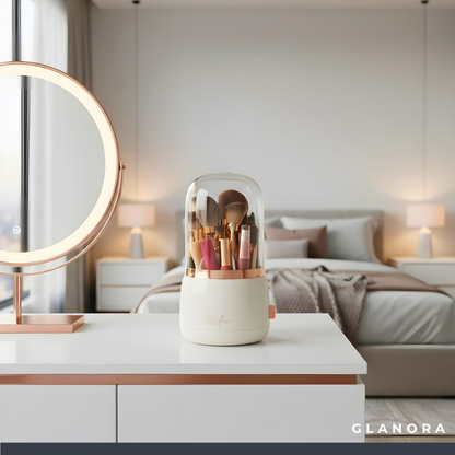 Rotierender Kosmetik-Organizer mit Staubschutz – Ordnung & Übersicht auf einen Dreh