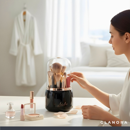 Rotierender Kosmetik-Organizer mit Staubschutz – Ordnung & Übersicht auf einen Dreh