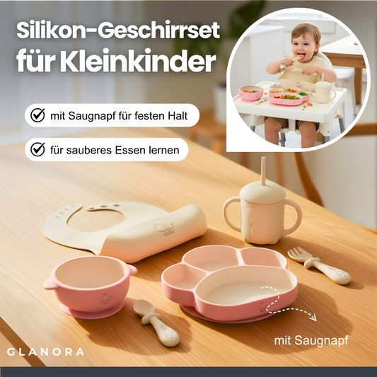 Silikon-Geschirrset mit Saugnapf – Sicher essen lernen, sauber genießen